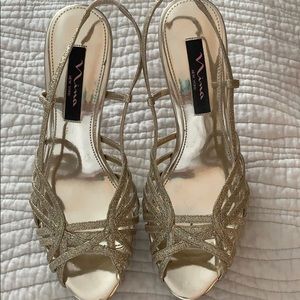 Strappy gold heels